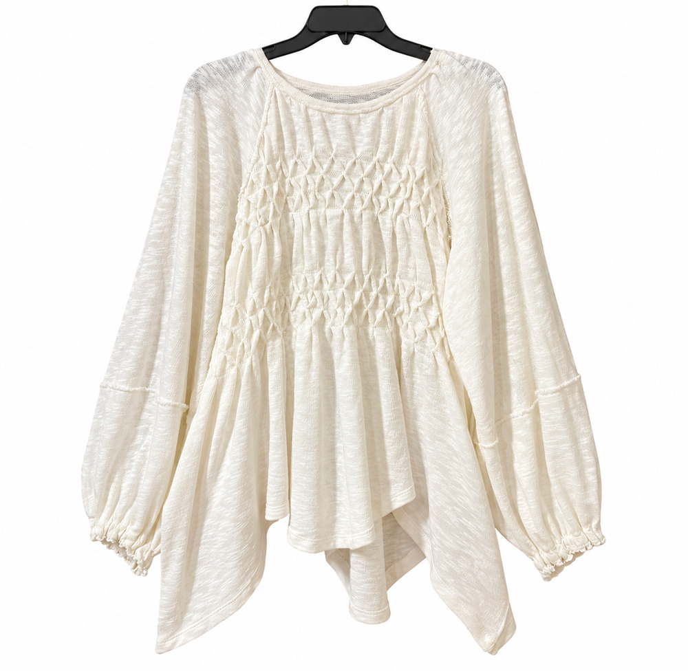 Free People Snowbell Babydoll Smocked Tunic Size M/L Cottagecore Coquette